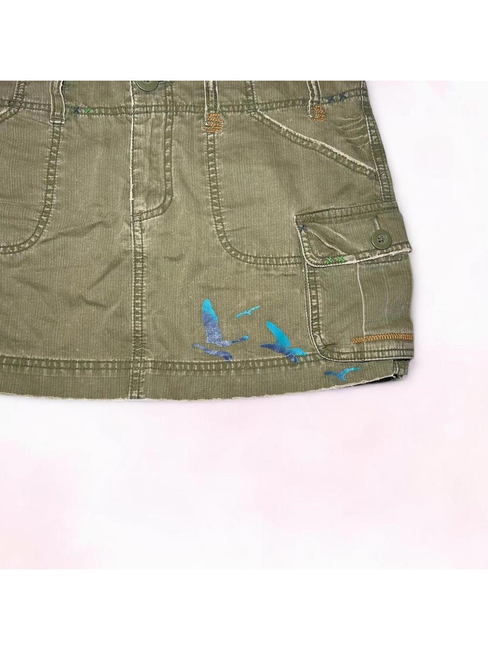 Y2K 2000s Old Navy Green Navy Mini Skirt Size 8 Cute Preppy Indie Sleaze - Picture 2 of 4